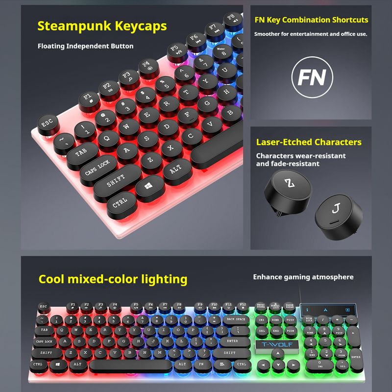 T11T-WOLF Gaming Keyboard 104  - Pc Gaming Fullset ulasan dan harga